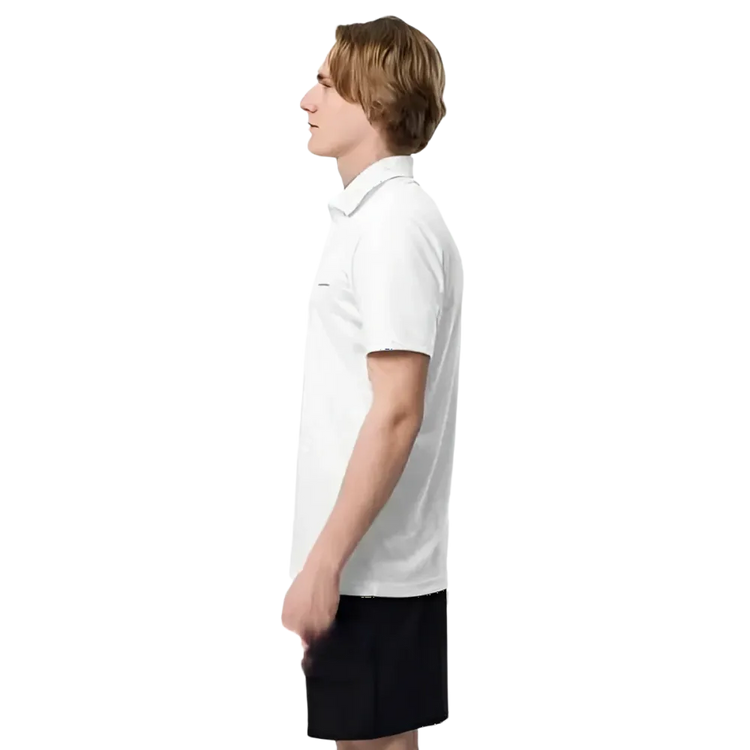 Weißes Adidas Unisex Poloshirt aus schnelltrocknendem Polyester, sportlich und bequem, für S bis 2XL Größe.