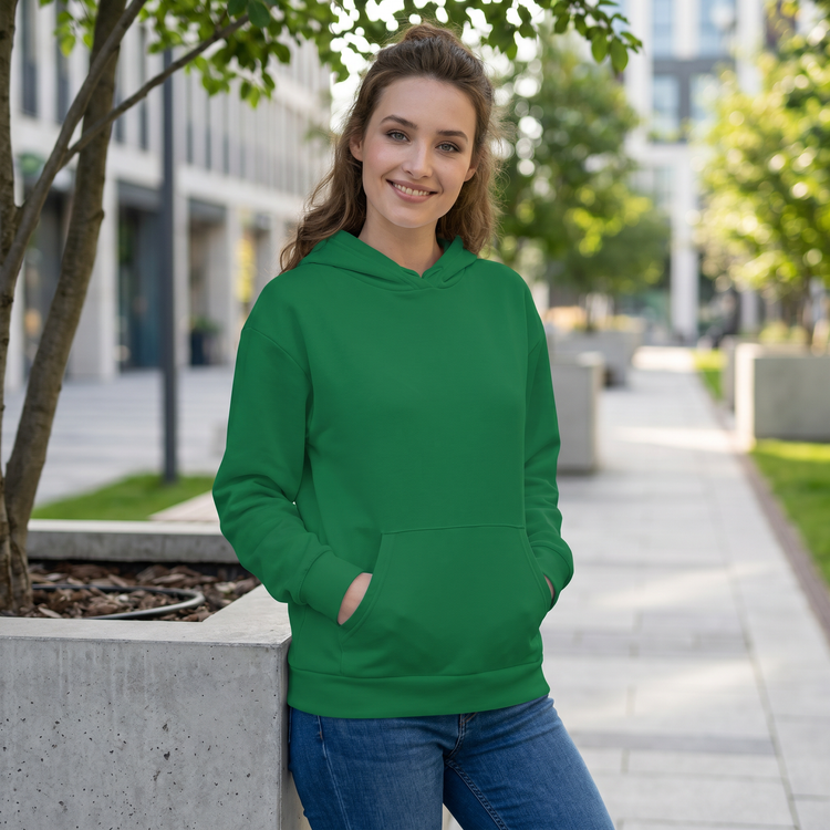 Grüner Unisex Hoodie mit Allover-Print, Kapuzenpullover in XS bis 3XL, weich und bequem, modisches Design von BUYATHOME24