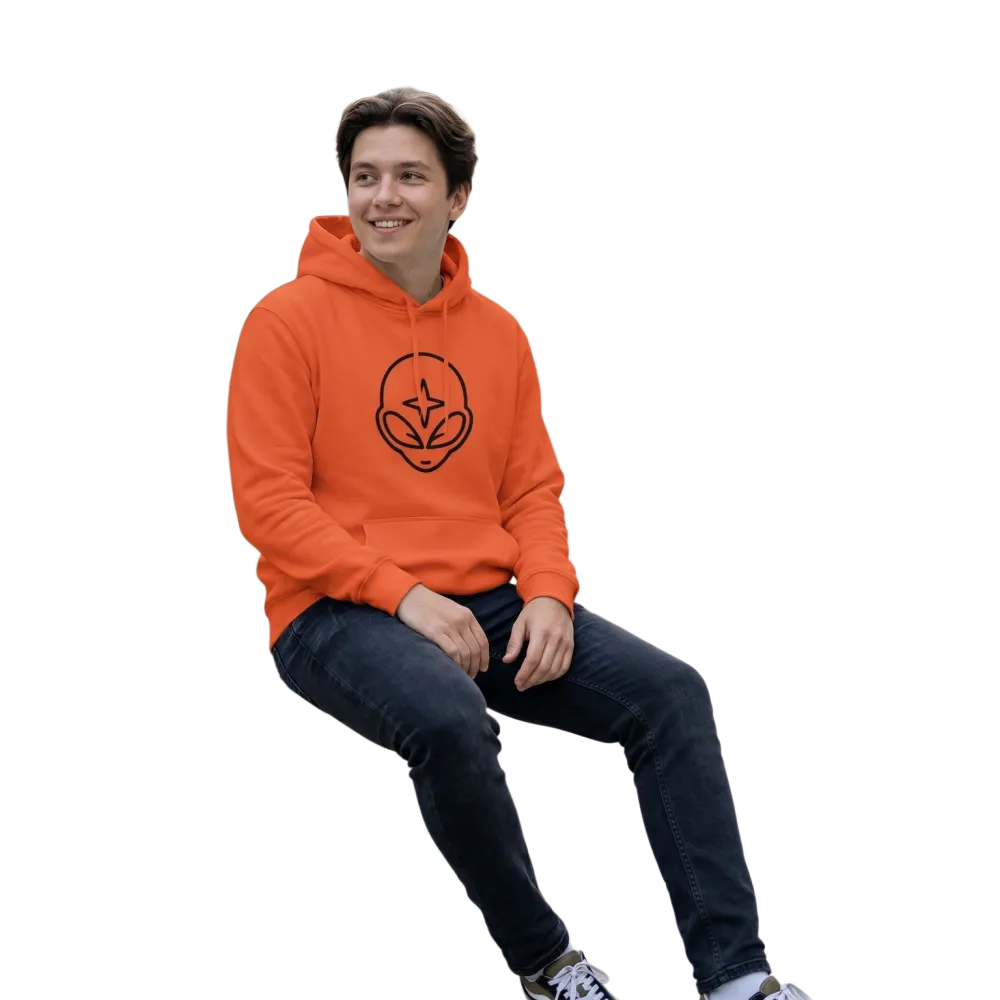 Unisex Kinder Hoodie mit Alien-Grafik, 100% Baumwolle, für Kinder von 4-12 Jahren, mit doppelter Kapuze.