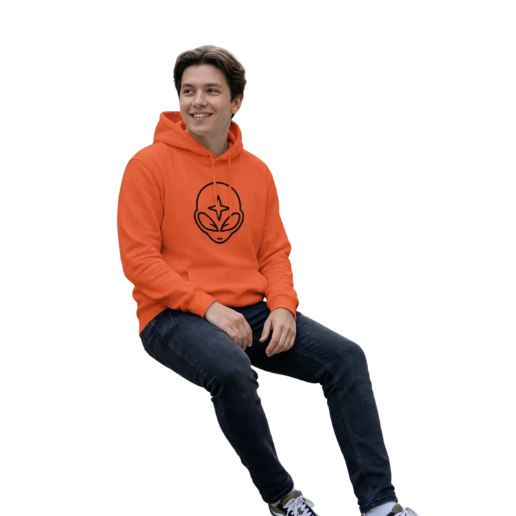 Unisex Kinder Hoodie mit Alien-Grafik, 100% Baumwolle, für Kinder von 4-12 Jahren, mit doppelter Kapuze.