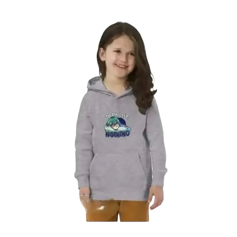Grauer Baumwoll-Kapuzenpullover für Kinder, Unisex, mit Druck, für 4- bis 12-Jährige, aus der Grafik Kinder Hoodie Serie.