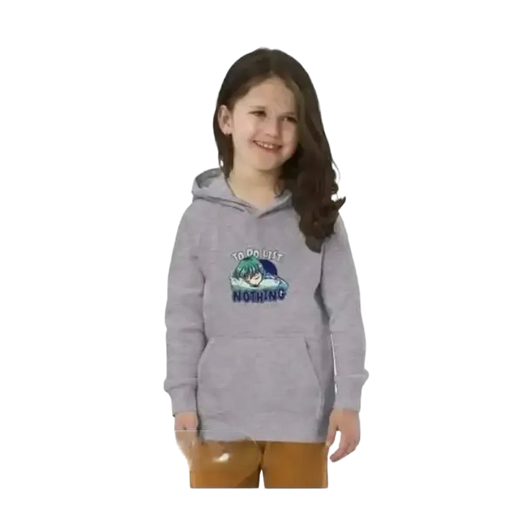 Grauer Baumwoll-Kapuzenpullover für Kinder, Unisex, mit Druck, für 4- bis 12-Jährige, aus der Grafik Kinder Hoodie Serie.