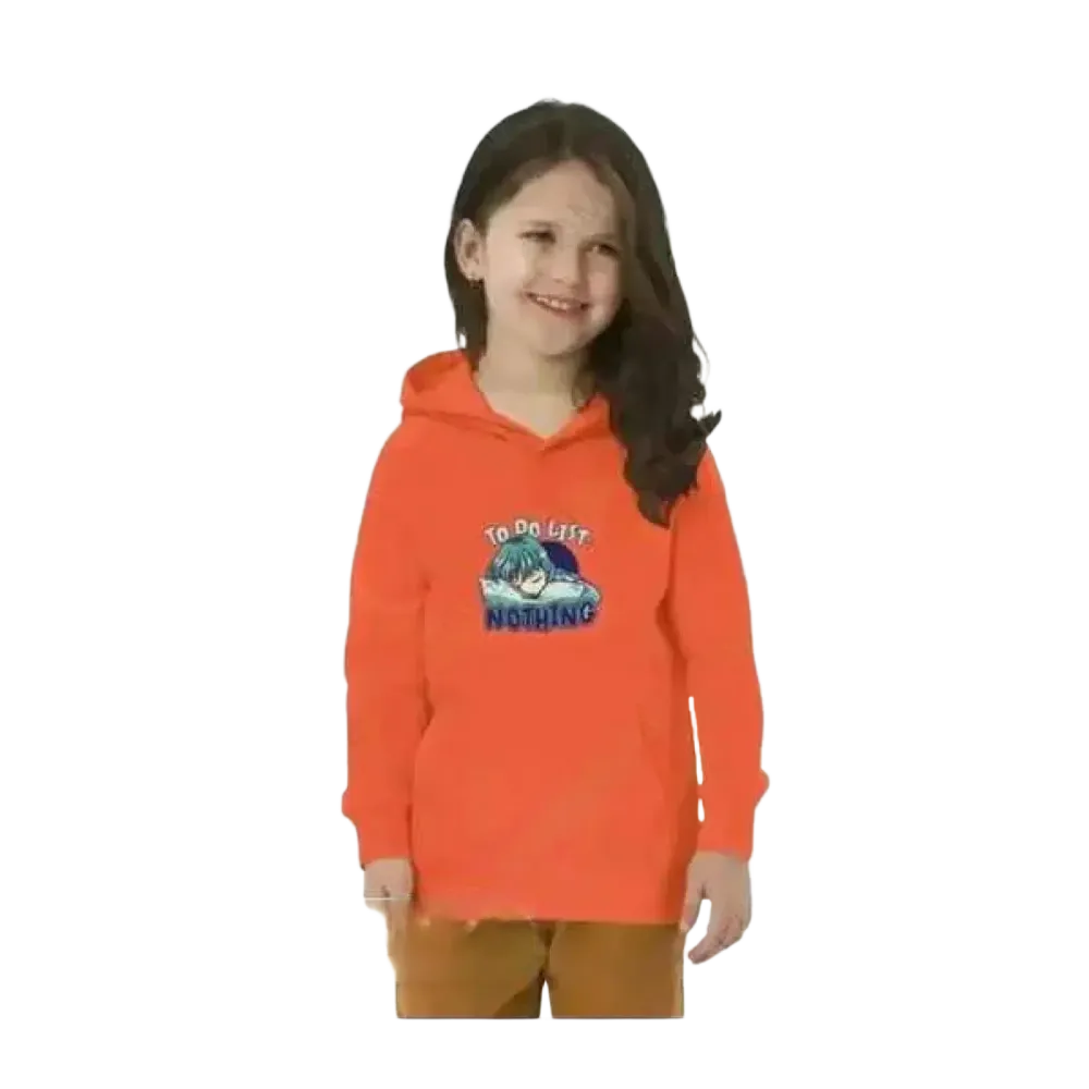 Grauer Kinder Hoodie aus Baumwolle mit bunter Druck, unisex Kapuzenpullover für Mädchen und Jungen, Größe 4-12 Jahre
