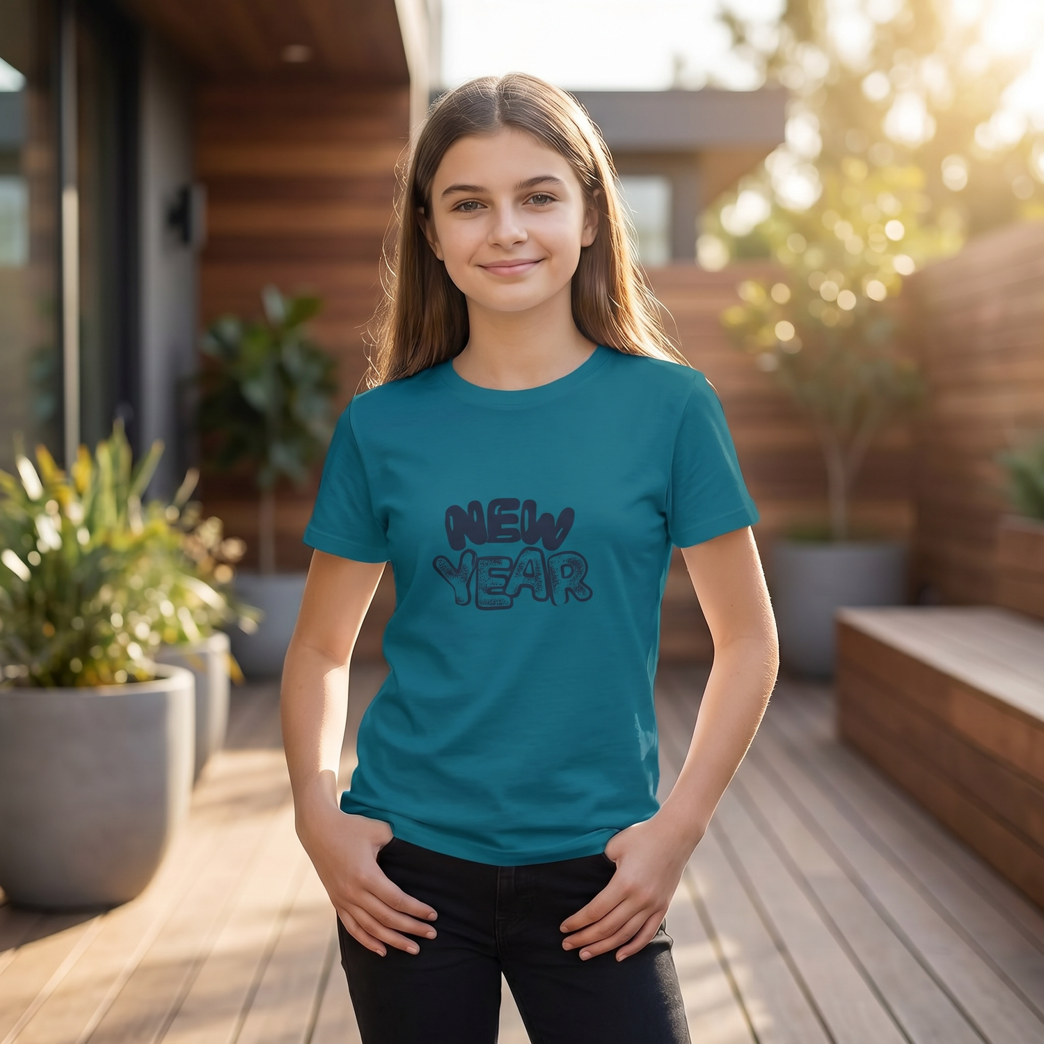 Generated lifestyle image for Rundhalsshirts Kurzarm Grafik Unisex T-Shirt 3-14 Jahre – Stilvoll und Bequem von BUYATHOME24®