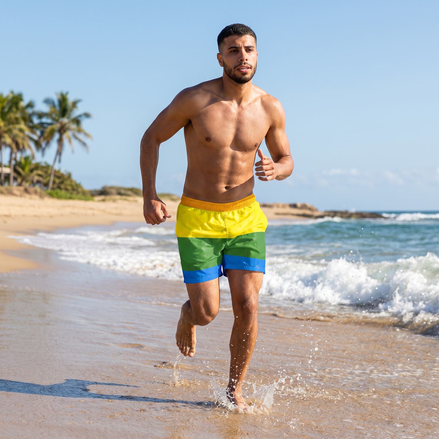 Herren Badehose von BUYATHOME24, Stretch, UV-Schutz 50+, personalisierbar, in 2XS-6XL, schwimmt im Wasser
