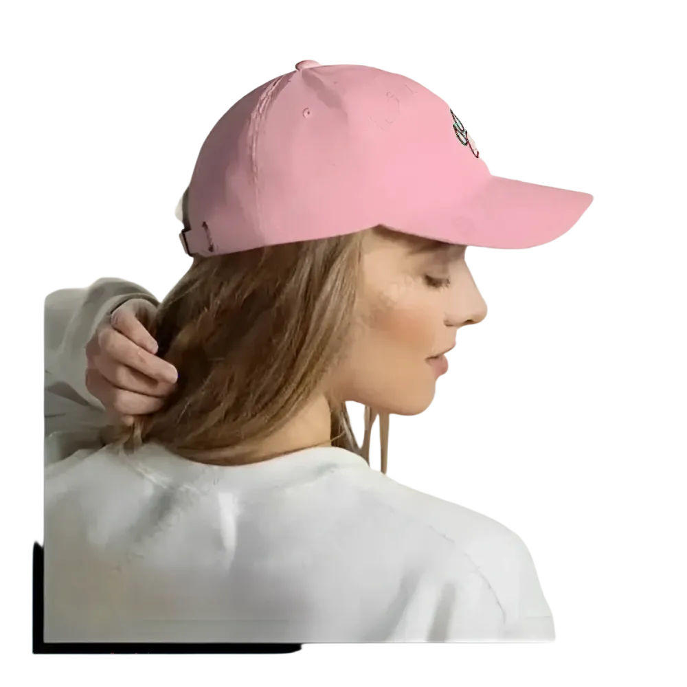 Grüne Camouflage Baseball Cap für Damen aus Baumwolle, verstellbar 52-59 cm, von BUYATHOME24, sommerlich und bequem.