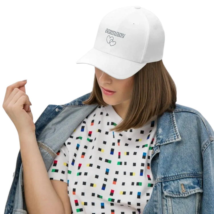 Weißer Damen-Baseball-Cap aus Baumwoll-Stretch, unisex, 54-60 cm, bequem und stylisch für den Alltag.
