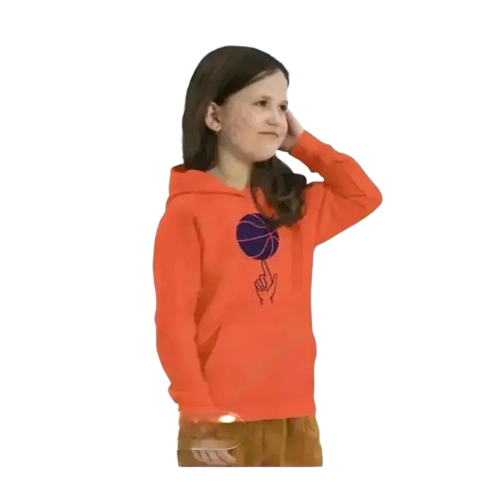 Kinder Basketball Kapuzenpullover aus Baumwolle, unisex Sport Hoodie für Mädchen und Jungen, 4-12 Jahre, mit Grafikdesign.