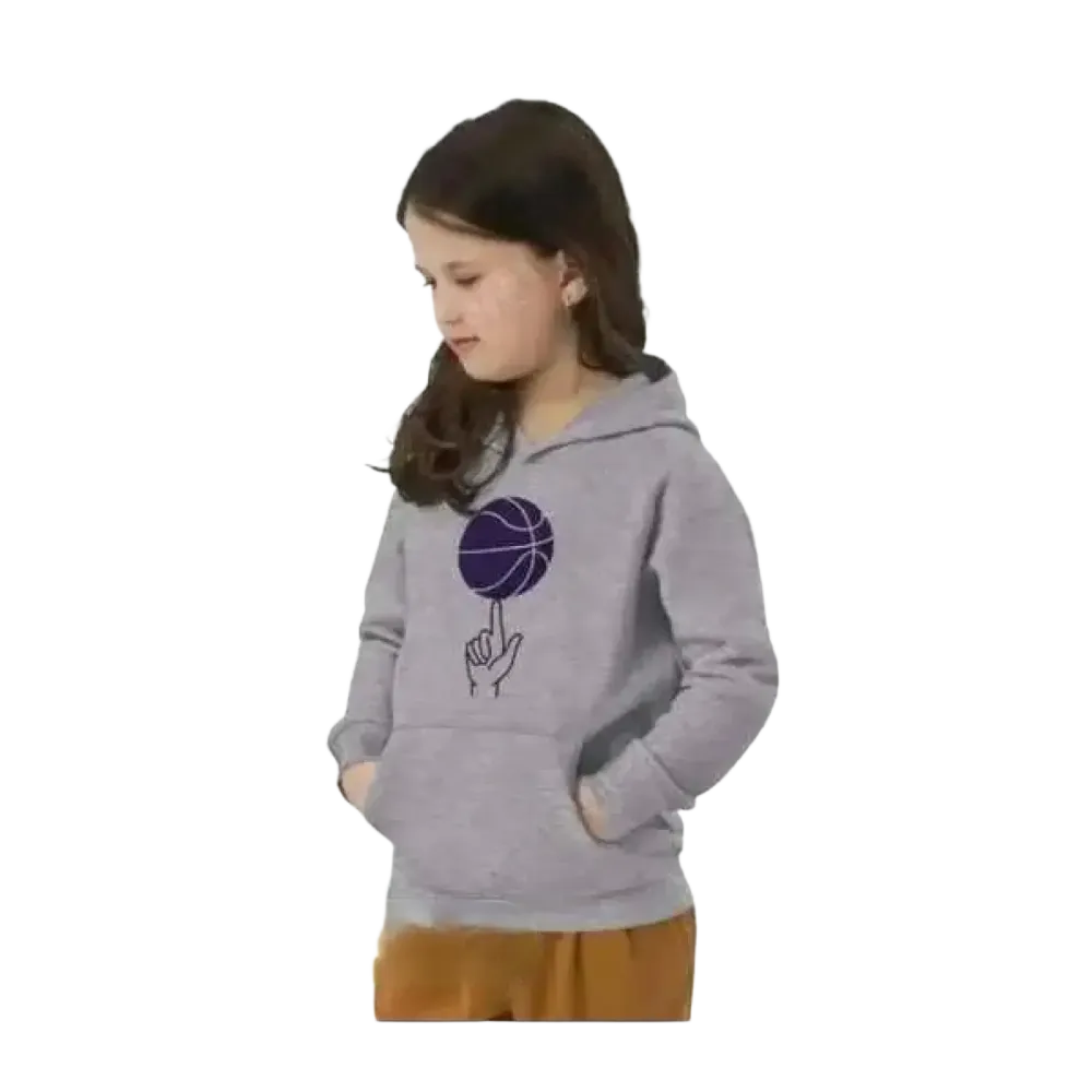 Kinder Basketball Kapuzenpullover aus Baumwolle, unisex Sport Hoodie für Jungen und Mädchen, 4-12 Jahre, mit Basketball-Grafik