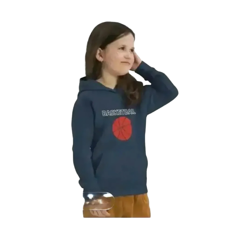 Mädchen Hoodie aus Baumwolle für Kinder von 4 bis 12 Jahre, unisex Sport Kapuzenpullover mit Basketball-Grafik