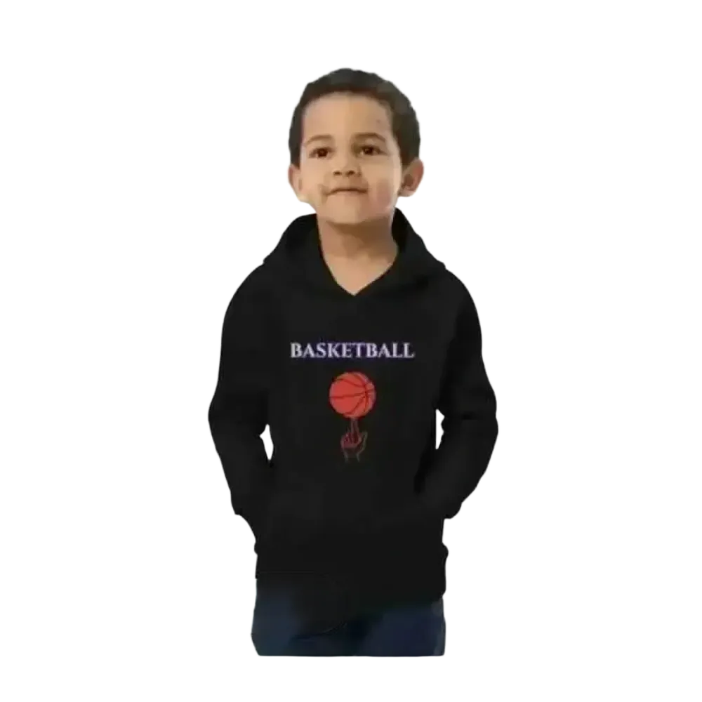 Kinder-Basketball-Kapuzenpullover aus Baumwolle, unisex, für Jungen und Mädchen, für 4 bis 12 Jahre, mit Basketball-Grafik
