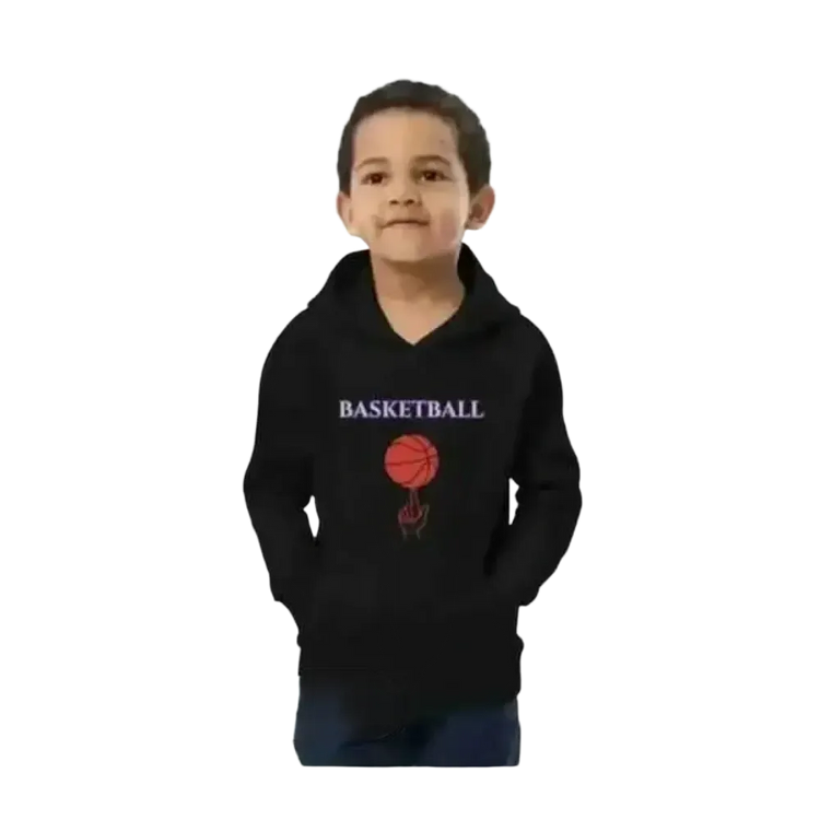 Kinder-Basketball-Kapuzenpullover aus Baumwolle, unisex, für Jungen und Mädchen, für 4 bis 12 Jahre, mit Basketball-Grafik