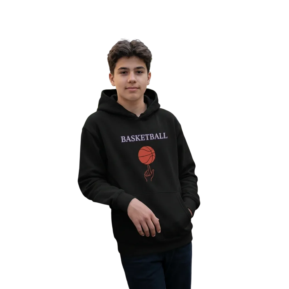 Grafik Unisex Basketball Kapuzenpullover für Kinder, Hoodie für Jungen und Mädchen, 4-12 Jahre, bequemer Sportpullover