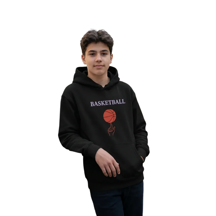 Grafik Unisex Basketball Kapuzenpullover für Kinder, Hoodie für Jungen und Mädchen, 4-12 Jahre, bequemer Sportpullover