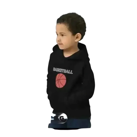 Grafik unisex Kinder-Hoodie für 4-12 Jahre, sportlicher Kapuzenpullover mit Basketball-Design, bequem und bequem.