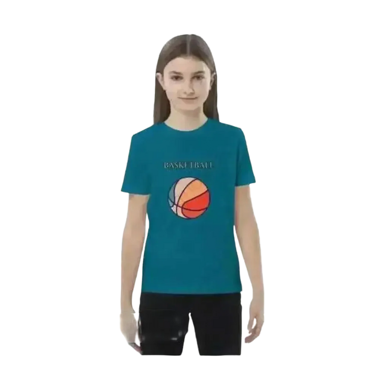Grafik-Unisex-Basketball-T-Shirt für Kinder, kurzärmelig, aus Baumwolle, Meeres-Design, für Mädchen und Jungen, 3-14 Jahre