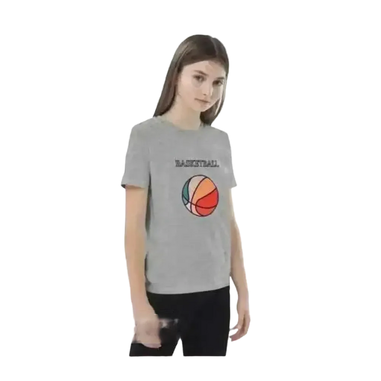 Grafik Unisex Basketball T-Shirt für Kinder 3-14 Jahre, kurzärmelig aus Baumwolle mit sportlichem Design von BUYATHOME24