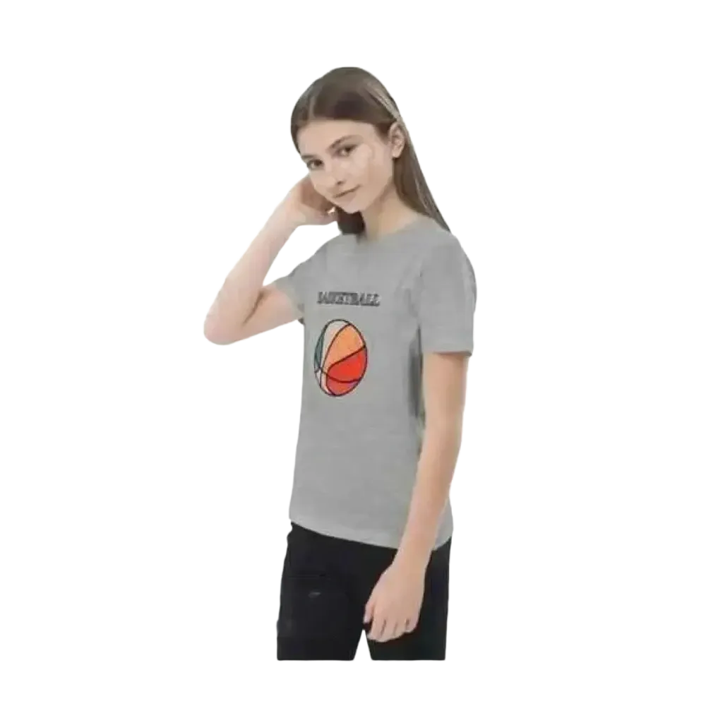 Grafik Unisex T-Shirt für Kinder, Kurzarm, aus Baumwolle, mit Basketball-Design, für Mädchen und Jungen, 3-14 Jahre