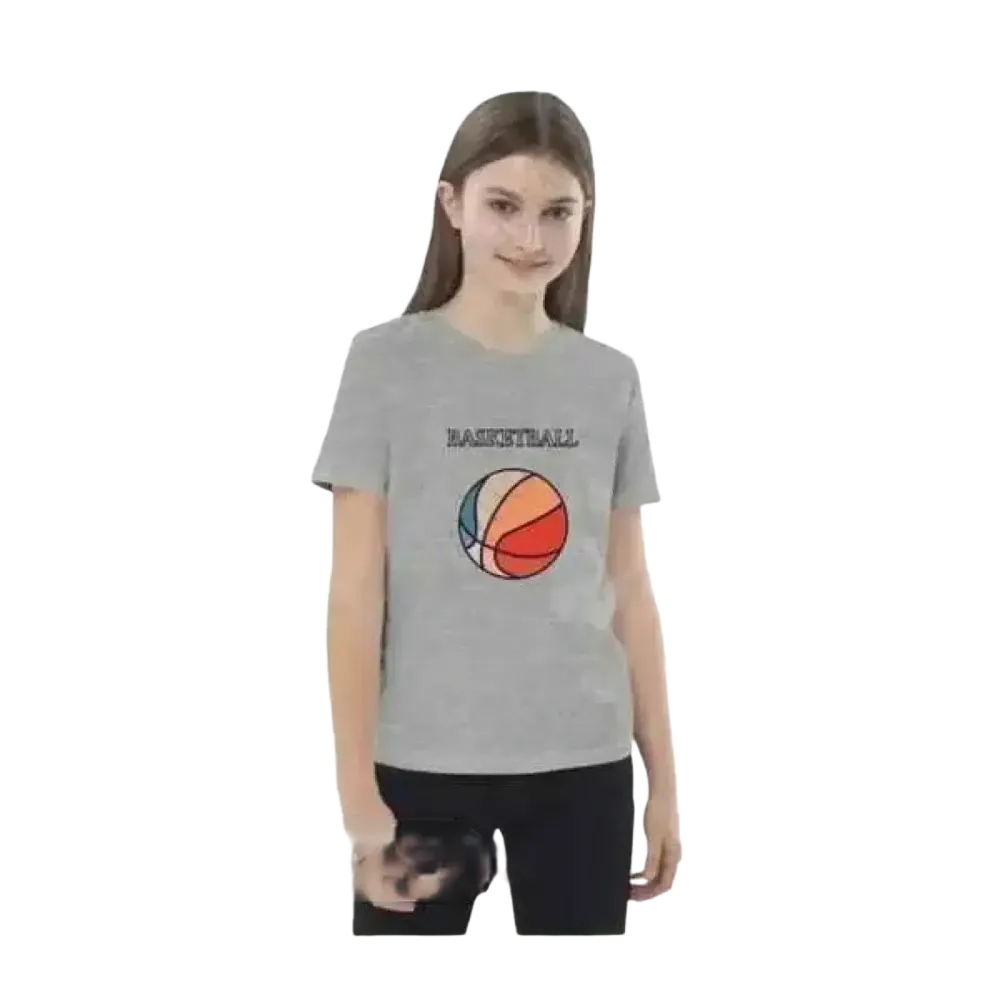 Grafik Unisex Basketball T-Shirt für Kinder 3-14 Jahre, kurzärmlig aus Baumwolle, mit sportlichem Design für Jungen und Mädchen