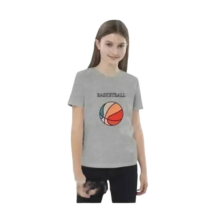 Grafik Unisex Basketball T-Shirt für Kinder 3-14 Jahre, kurzärmlig aus Baumwolle, mit sportlichem Design für Jungen und Mädchen