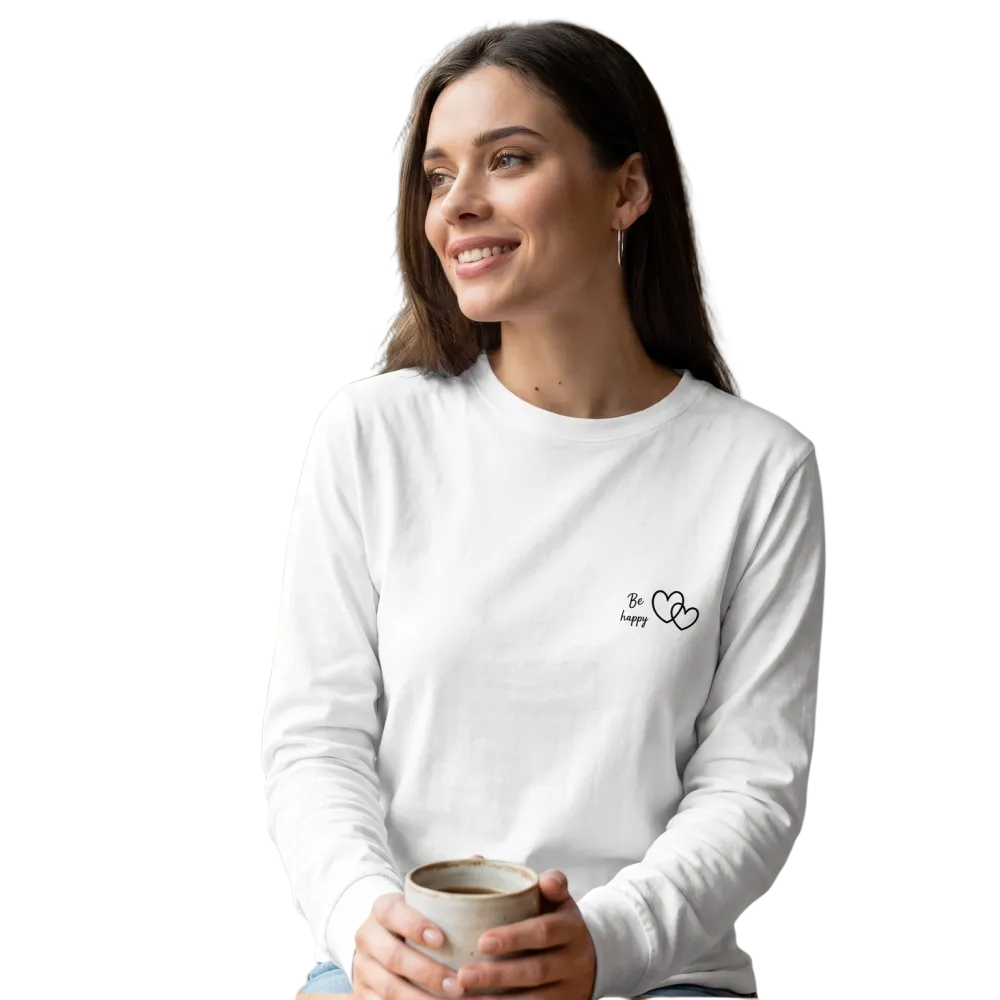 Be Happy Damen Sweatshirt aus Baumwolle, bedruckbar, in XS bis 2XL, bequemer Damen Pullover von BUYATHOME24