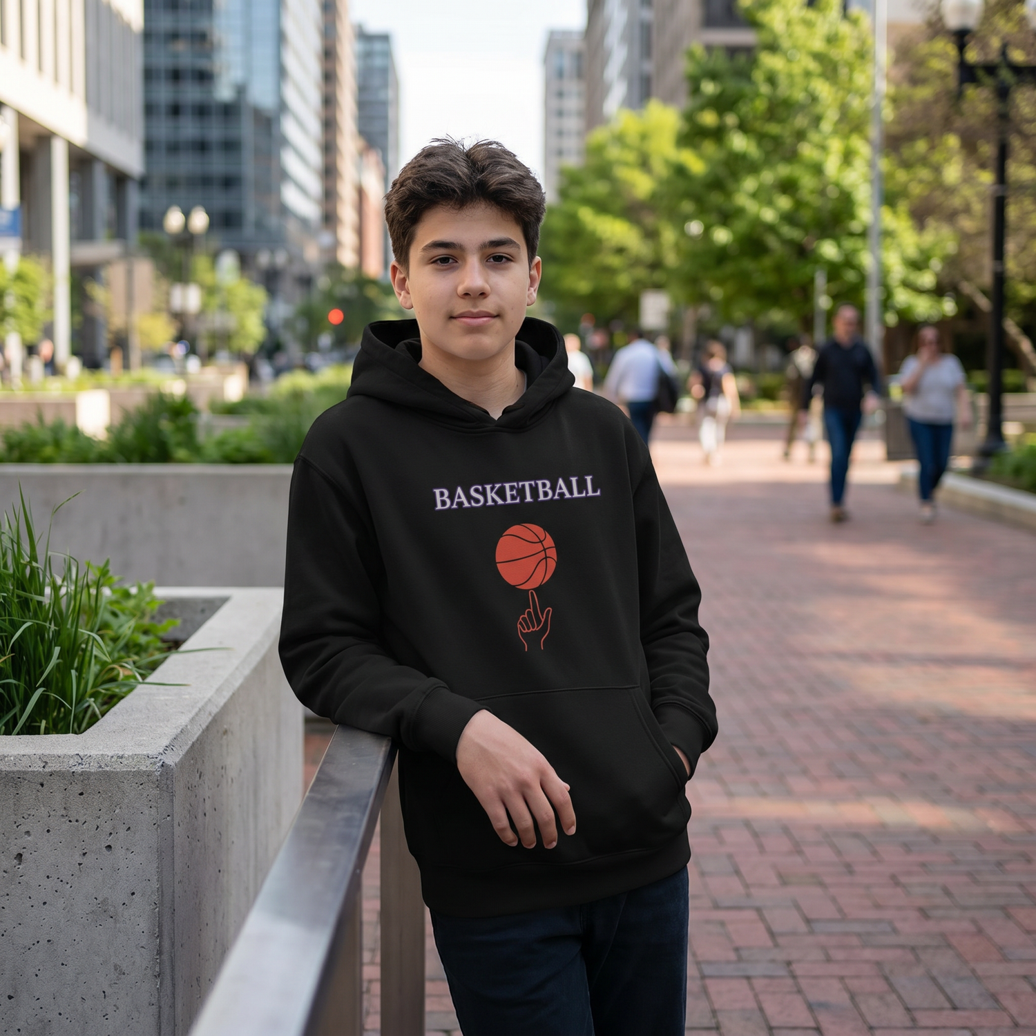 Grafik Unisex Basketball Kapuzenpullover für Kinder, Hoodie für Jungen und Mädchen, 4-12 Jahre, bequemer Sportpullover