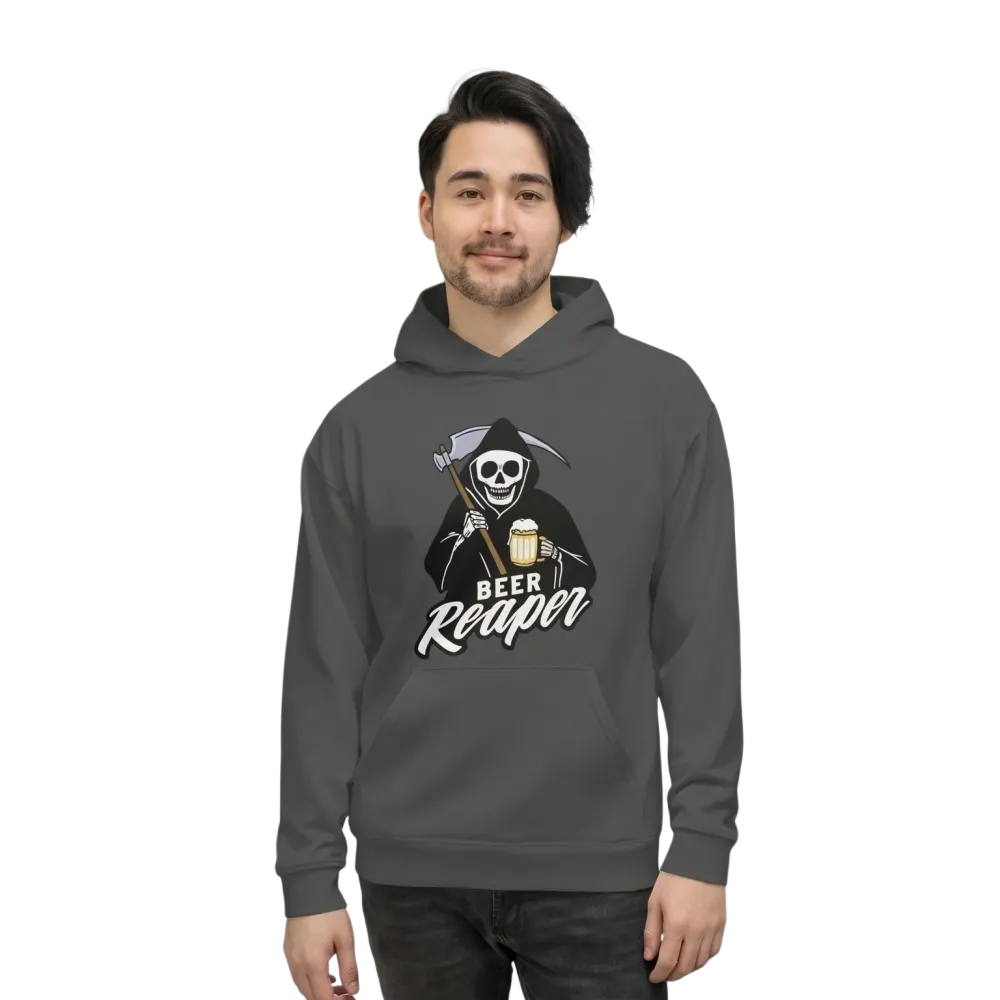 Unisex Hoodie mit Rückenprint, REAPER-Design, Kapuzenpullover für Herren und Damen, in XS bis 3XL, in Schwarz