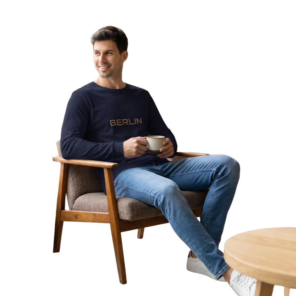 Unisex Langarm Sweatshirt aus Baumwolle mit Berlin Grafik, bedruckbar, in XS bis 2XL, von BUYATHOME24
