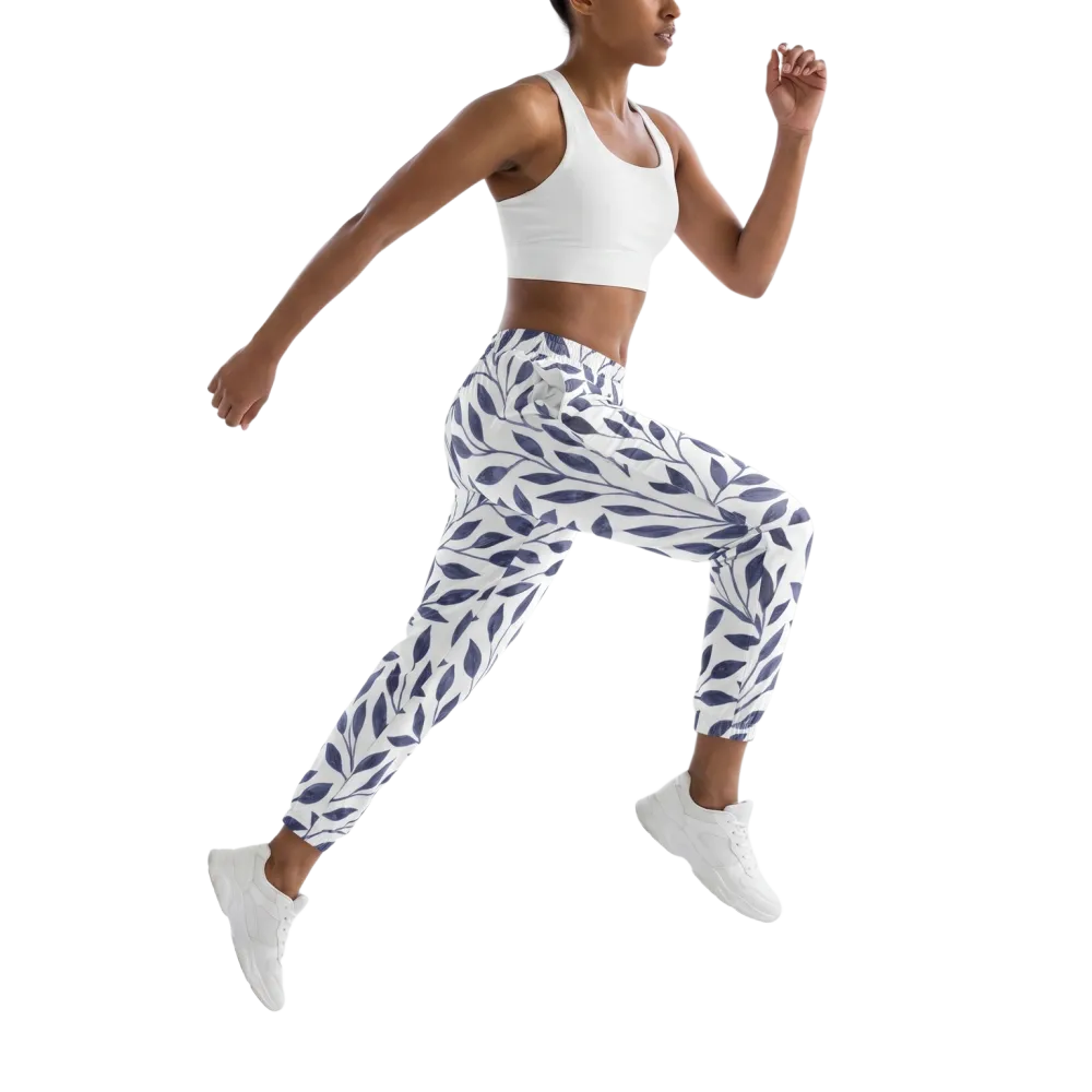 Unisex Trainingshose mit Blättermuster, wasserabweisend, in XS bis 3XL, bequem und sportlich für Damen und Herren.