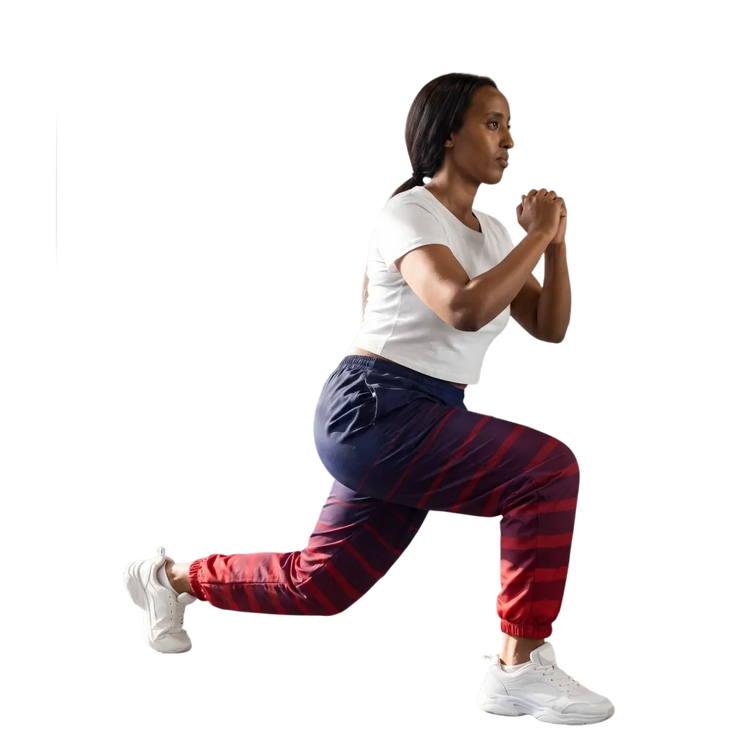 Blau-rote Unisex Trainingshose aus Polyester mit wasserabweisender Oberfläche, bequemes Modell in XS bis 3XL
