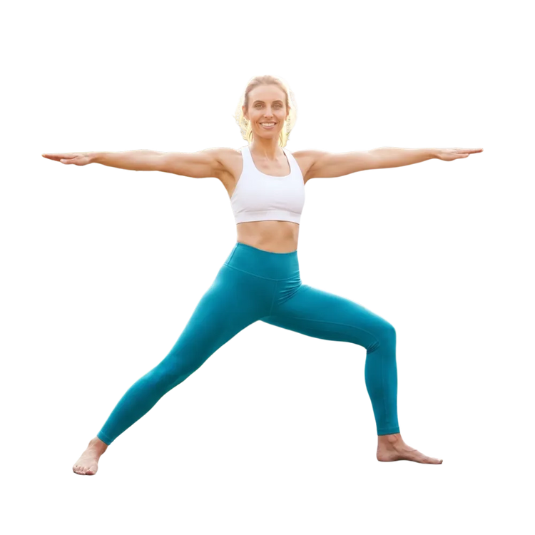 Damen Sportleggings mit hohem Bund in Schwarz, elastisch, in XS bis XL, aus Polyester-Elasthan, liegen flach auf weißem Hintergrund.