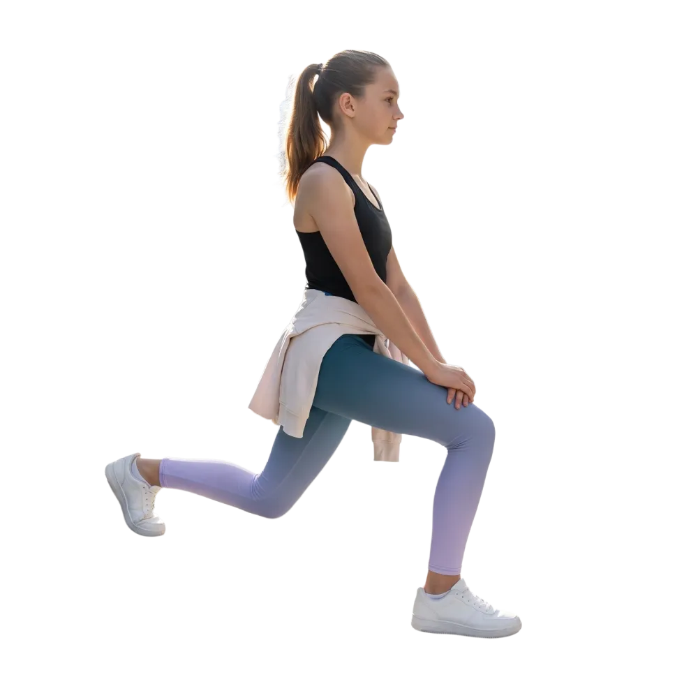 Blaue Kinder Sport-Leggings Unisex von BUYATHOME24, UV-Schutz, bedruckbar, für Kinder in 134-170 cm Größe, sportlich und bequem