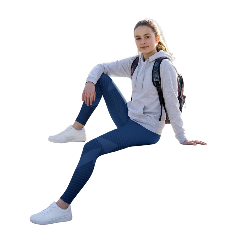 Blaue unisex Kinder Sport-Leggings mit Streifen, UV-Schutz, für Größen 134-170 cm, von BUYATHOME24.