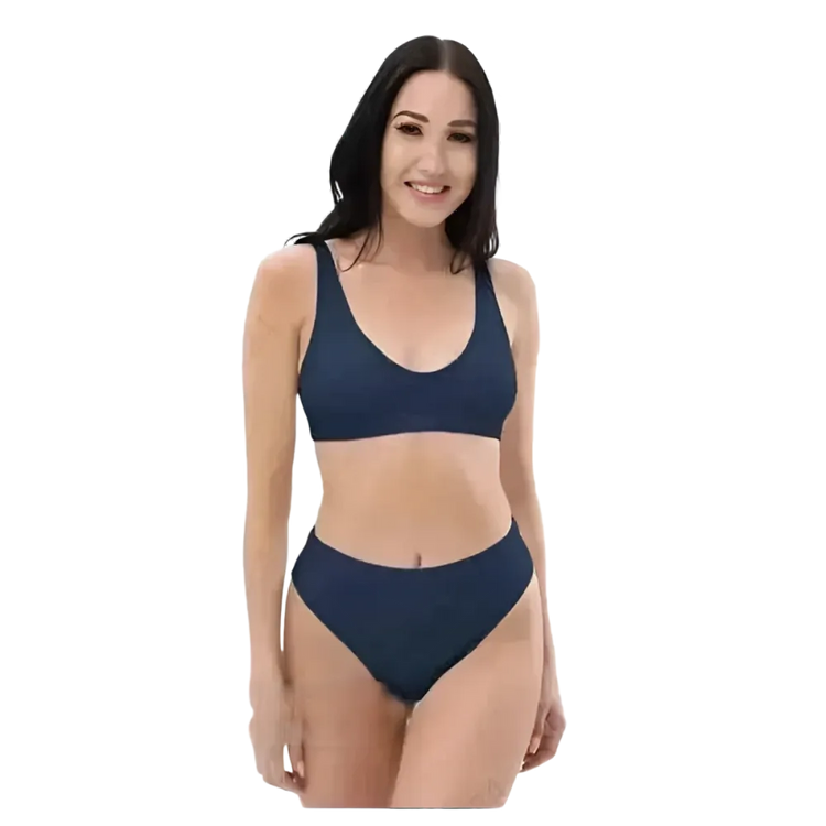 Blaues Damen Bikini Set von BUYATHOME24, schnelltrocknend und bedruckbar, in Größen XS bis 3XL, mit hochwertigem Badebekleidungsdesign