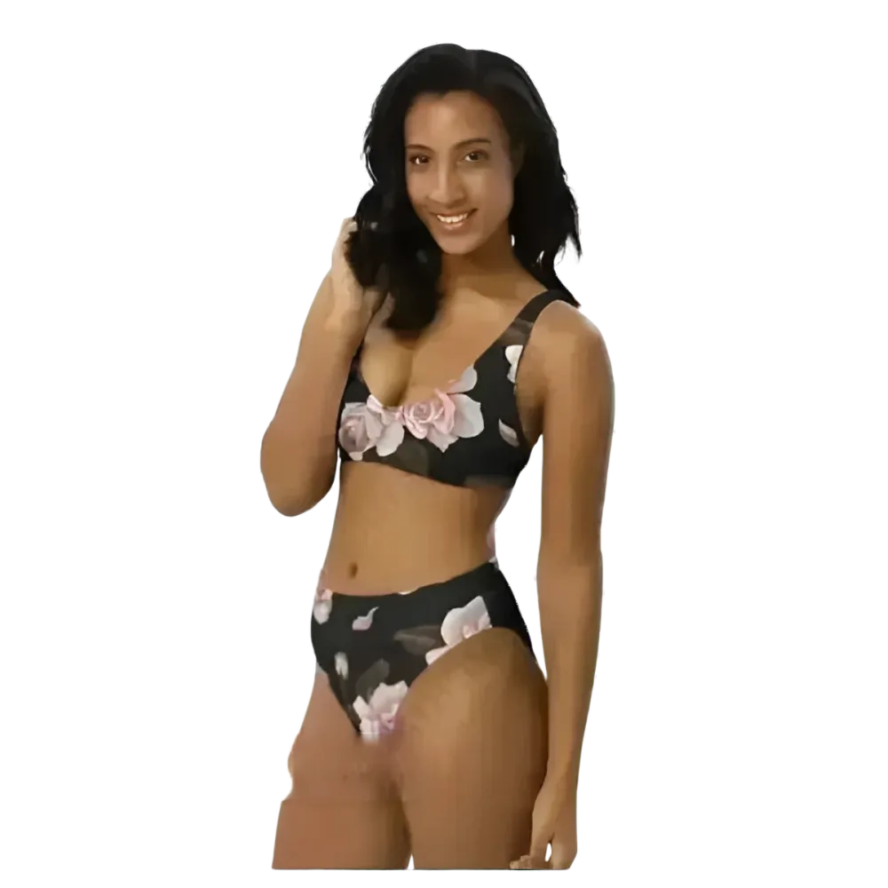 Blumenmuster Damen Bikini Set von BUYATHOME24, schnelltrocknend, in den Größen XS bis 3XL, mit personalisiertem Design.