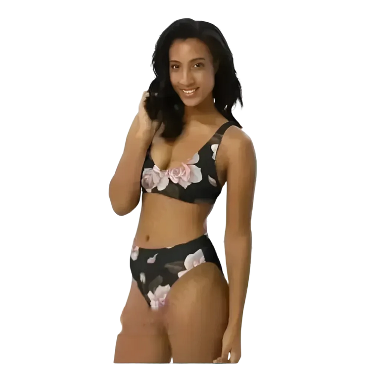 Blumenmuster Damen Bikini Set von BUYATHOME24, schnelltrocknend, in den Größen XS bis 3XL, mit personalisiertem Design.