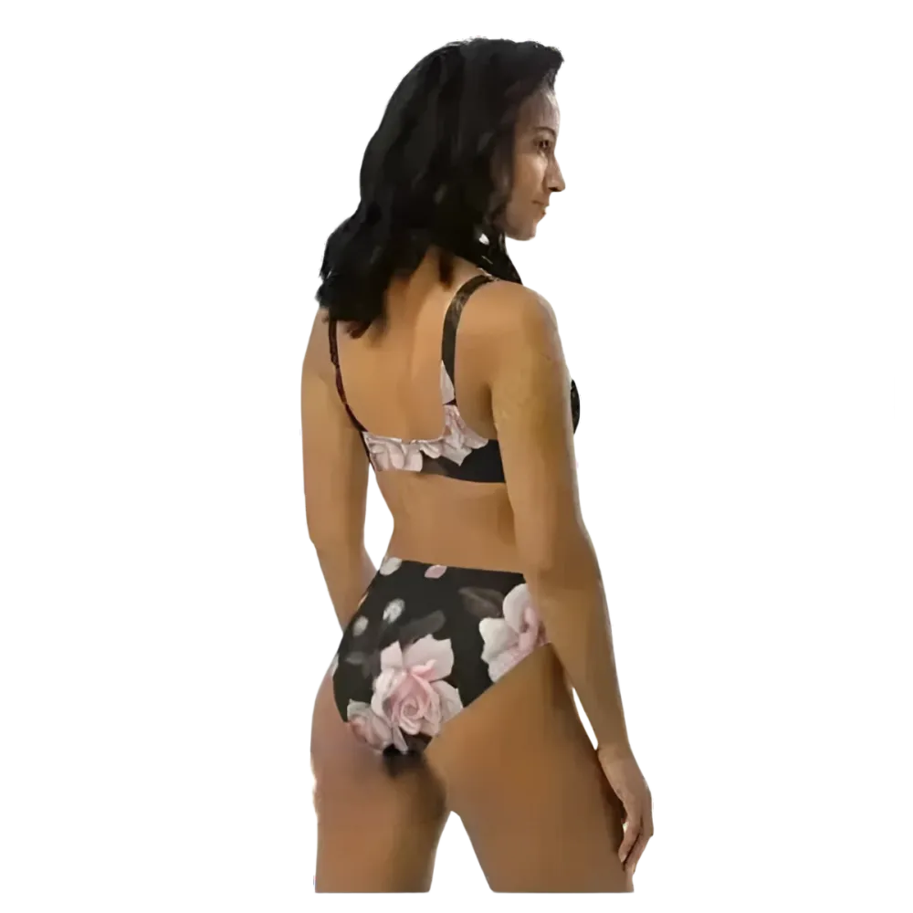 Blumenmuster Damen Bikini-Set von BUYATHOME24, schnelltrocknend, in XS bis 3XL, mit personalisierbarem Design.
