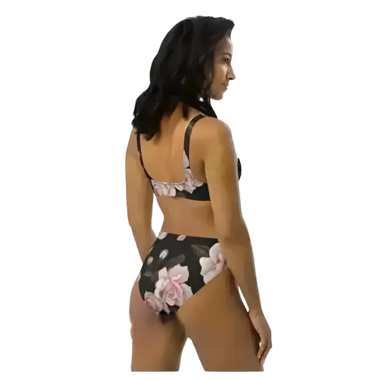 Blumenmuster Damen Bikini-Set von BUYATHOME24, schnelltrocknend, in XS bis 3XL, mit personalisierbarem Design.