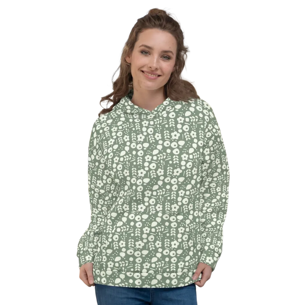 Damen Hoodie mit Blumenmuster und Allover-Print von BUYATHOME24, Unisex Kapuzenpullover in XS-3XL, zeigt florales Design