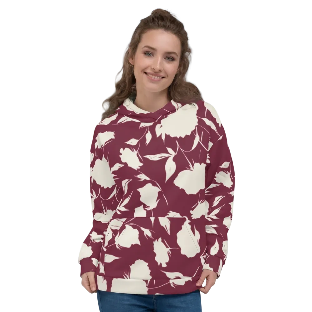 Damen Hoodie mit Blumenmuster und Allover-Print, Unisex Kapuzenpullover, BUYATHOME24, XS-3XL