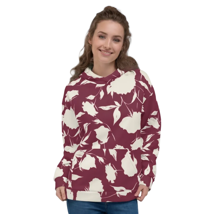 Damen Hoodie mit Blumenmuster und Allover-Print, Unisex Kapuzenpullover, BUYATHOME24, XS-3XL