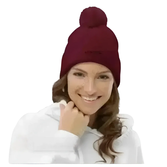 Unisex Bommel-Wintermütze aus Acryl, gestrickte Beanie in Grau, für Herren und Damen, 51-55 cm, von BUYATHOME24
