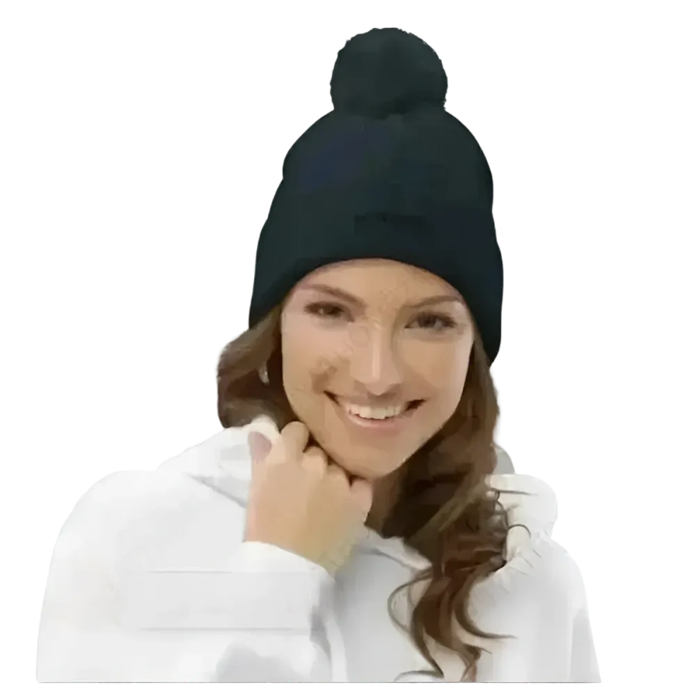 Unisex Bommel-Wintermütze aus Acryl, Strickbeanie, für Damen und Herren, 51-55 cm, in warmer, winterlicher Optik