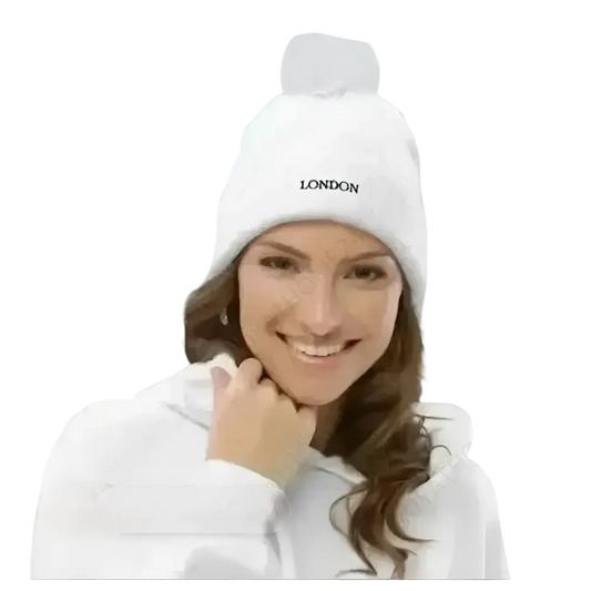 Unisex Bommel-Wintermütze aus Acryl in Strickoptik, bequeme Beanie für Damen und Herren, 51-55 cm, in natürlicher Farbgebung