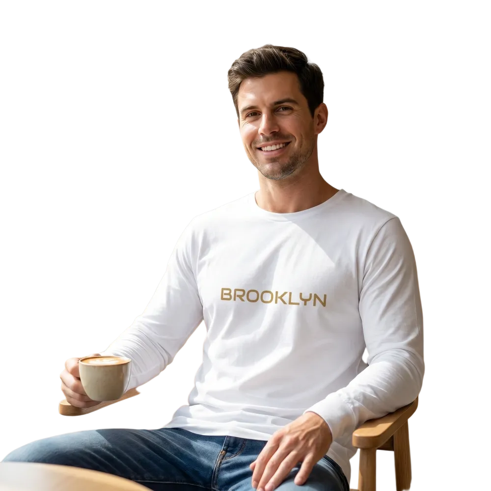 Unisex Langarm Sweatshirt aus Baumwolle mit Brooklyn Grafik, bedruckbar, in XS bis 2XL, in verschiedenen Farben.