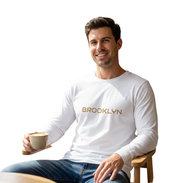 Unisex Langarm Sweatshirt aus Baumwolle mit Brooklyn Grafik, bedruckbar, in XS bis 2XL, in verschiedenen Farben.