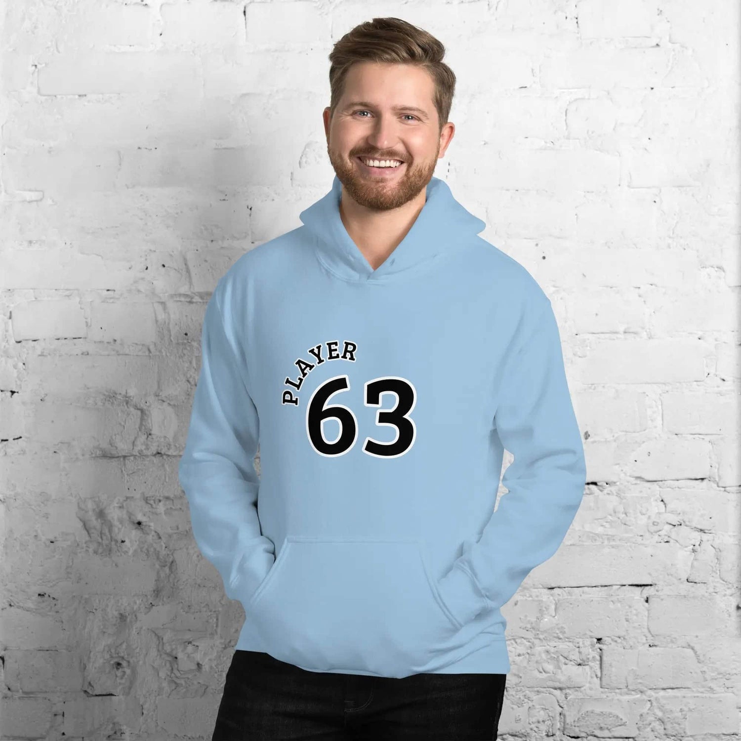 Hellblauer Herren- und Damen-Grafik-Hoodie von BUYATHOME24, Unisex Kapuzenpullover aus Baumwolle, Größe S bis 5XL