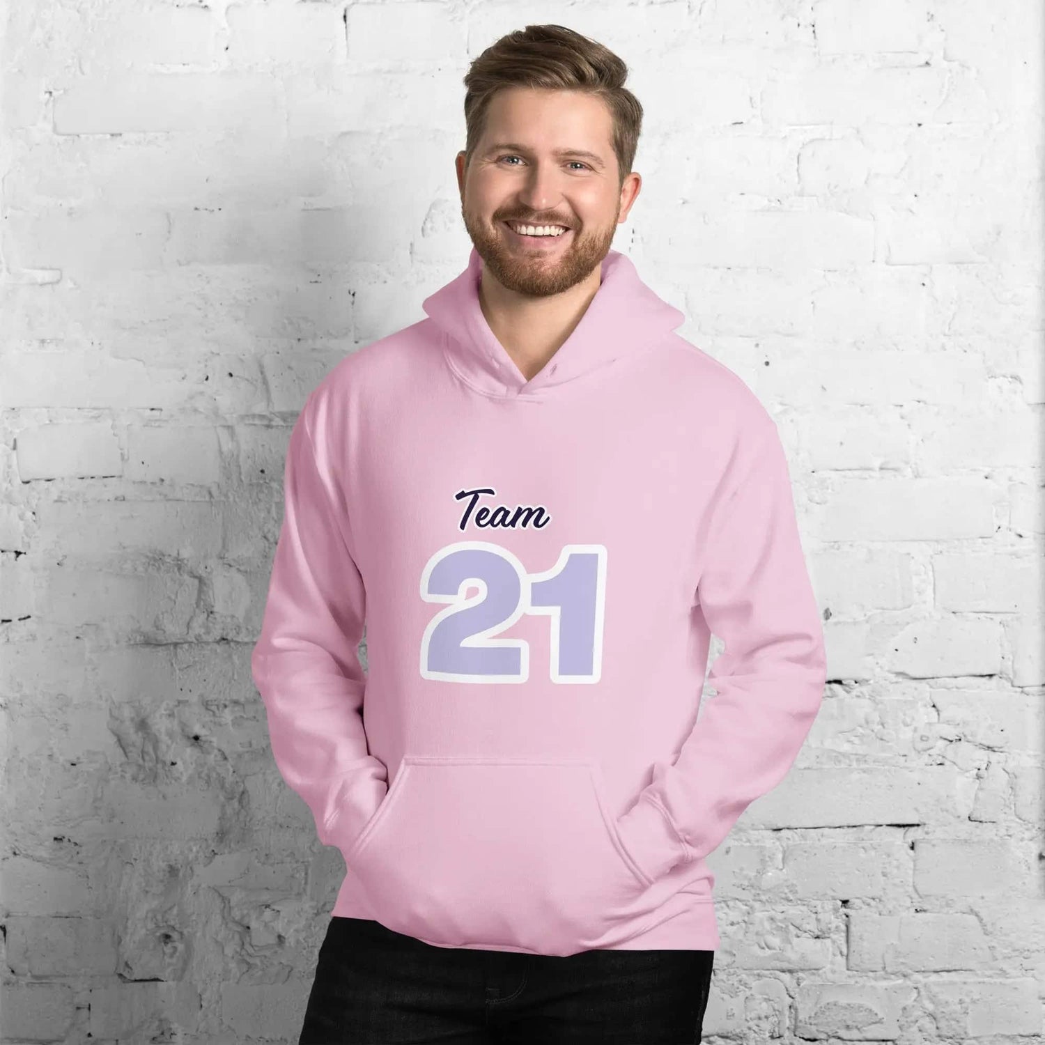 Herren- und Damen-Hoodie in Hellpink, BUYATHOME24, mit Druck, in Größe S bis 5XL, weiches Baumwollmaterial, bequemes Kapuzenpullover