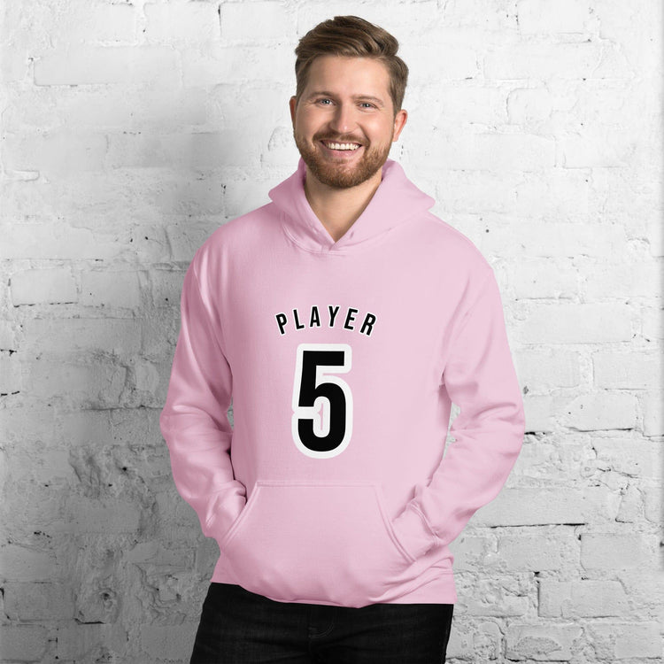 Herren und Damen BUYATHOME24 Player 5 Grafik Kapuzenpullover aus Baumwolle, hellpink mit Druck, unisex, S-5XL