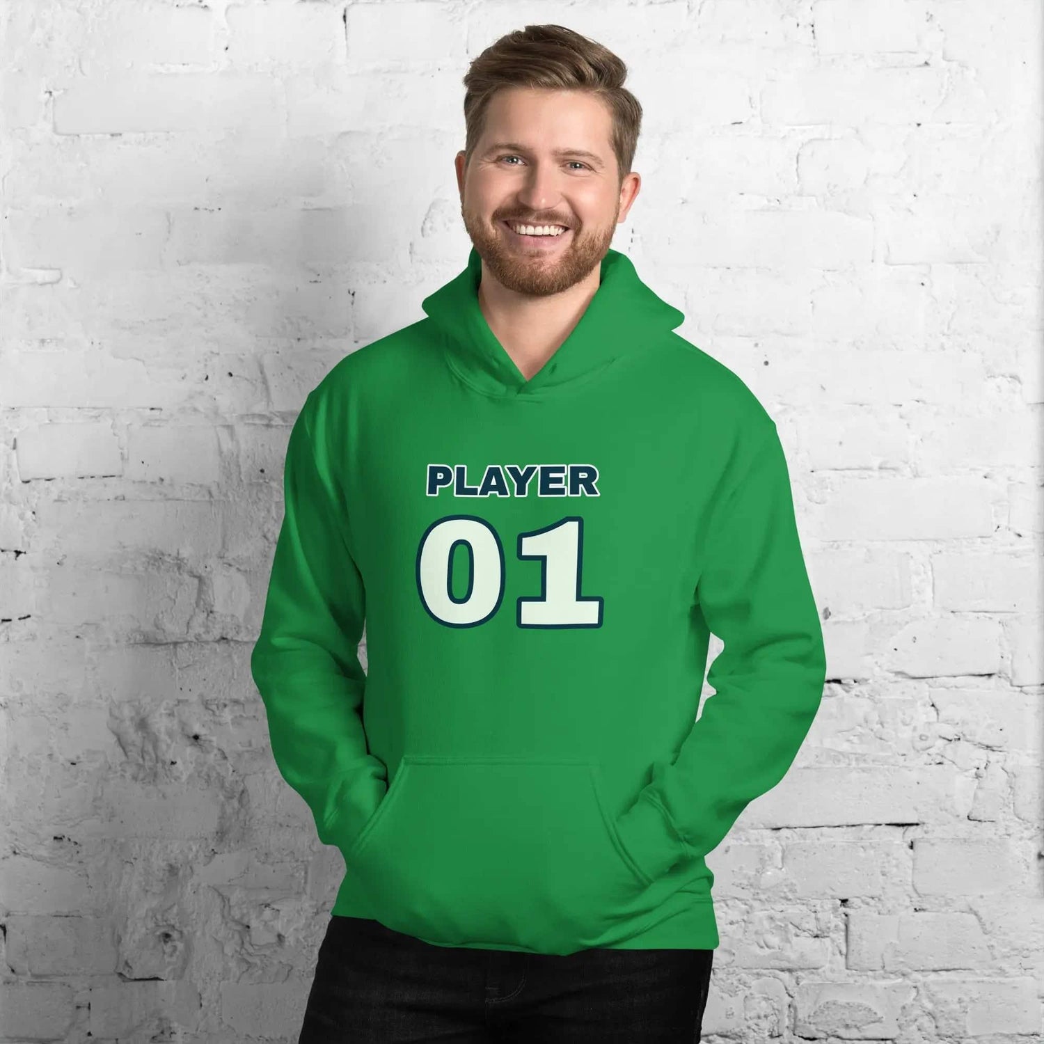 Grauer unisex Hoodie mit irischem Druck in Grün, Herren und Damen, Baumwolle, Größe S-5XL, von BUYATHOME24